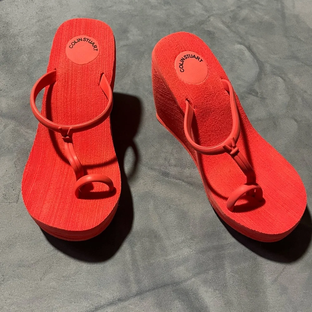 COLIN STUART Y2K Wide Wedge Heels - Picture 3 of 5